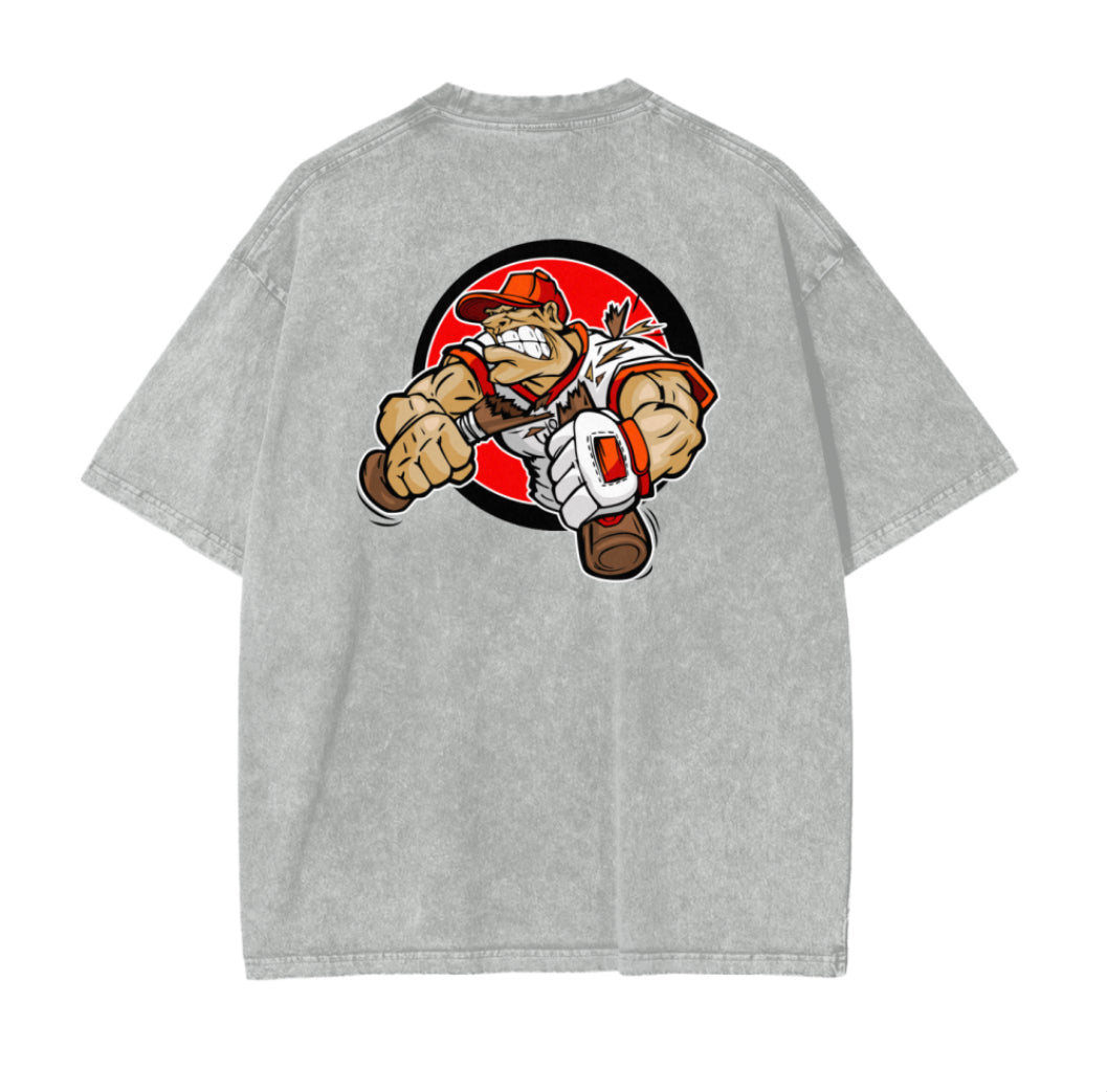 ONE MO REP ACID WASH OVERSIZED T-SHIRT GREY