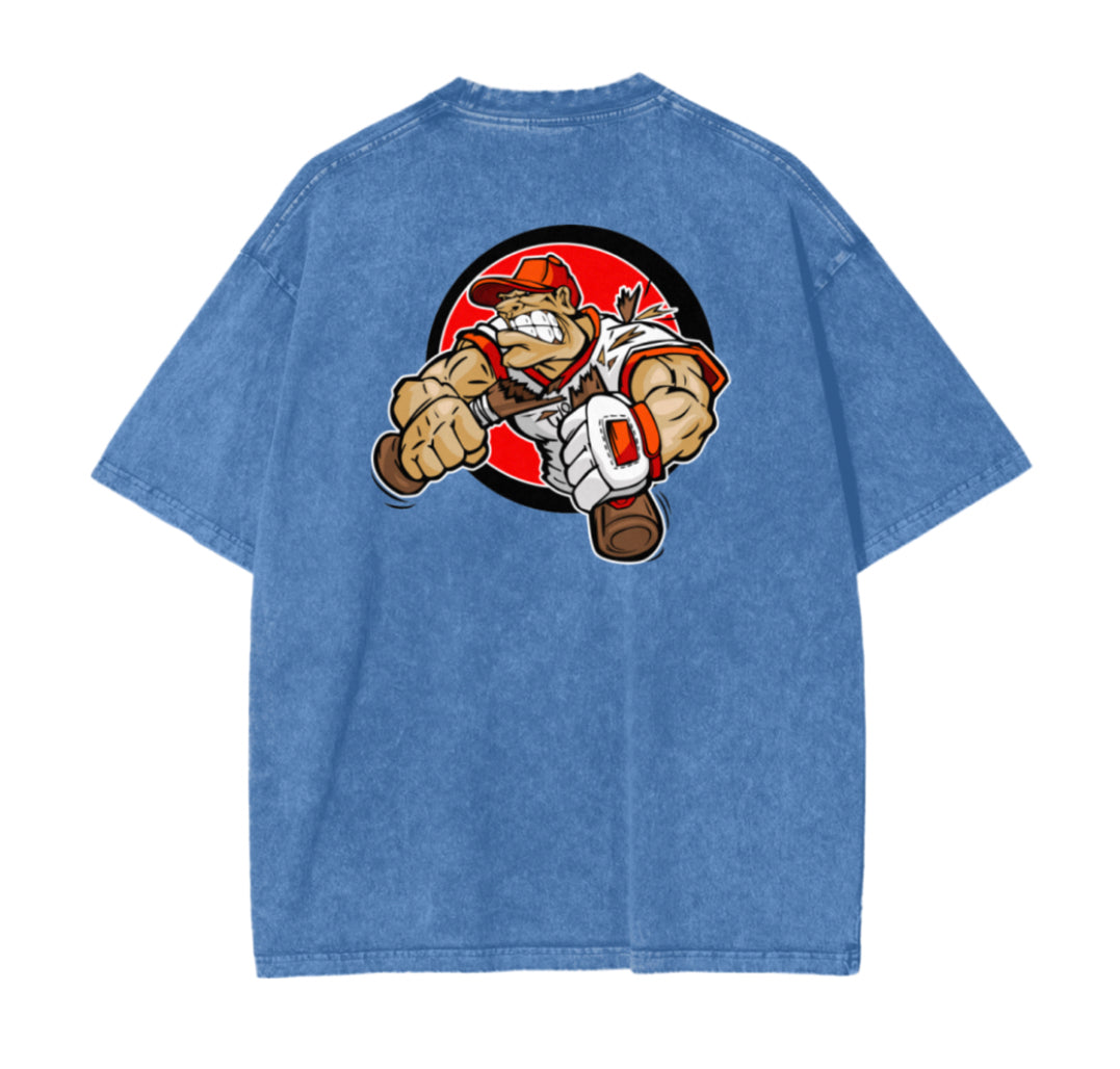 ONE MO REP ACID WASH OVERSIZED T-SHIRT BLUE