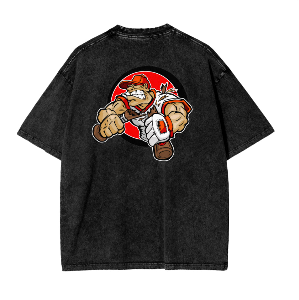 ONE MO REP ACID WASH OVERSIZED T-SHIRT BLACK